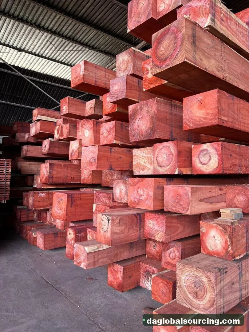 Padouk squared from Congo — goods a Vietnam buyer wants