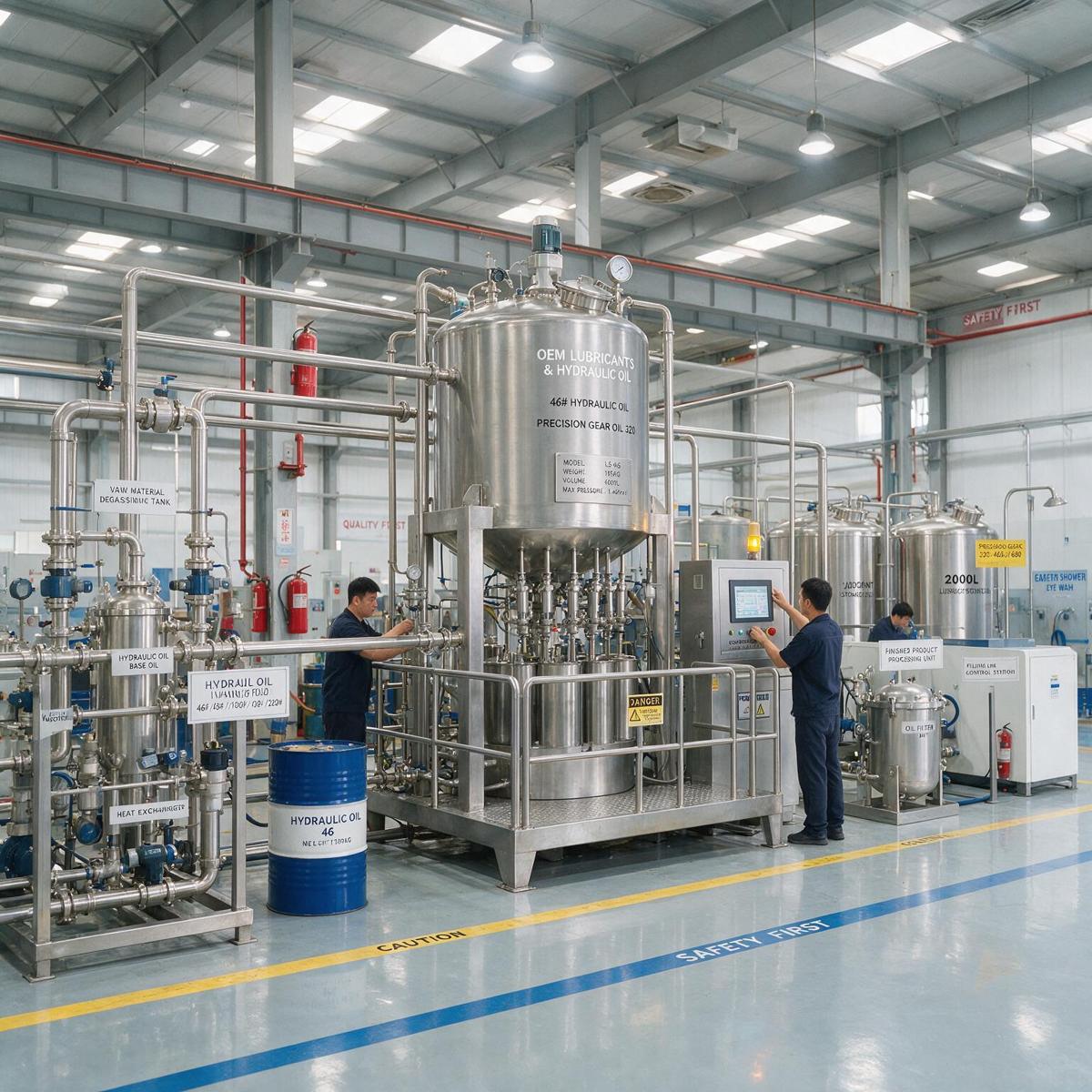 Dây chuyền sản xuất và đóng gói dầu nhớt công nghiệp (ảnh minh họa)