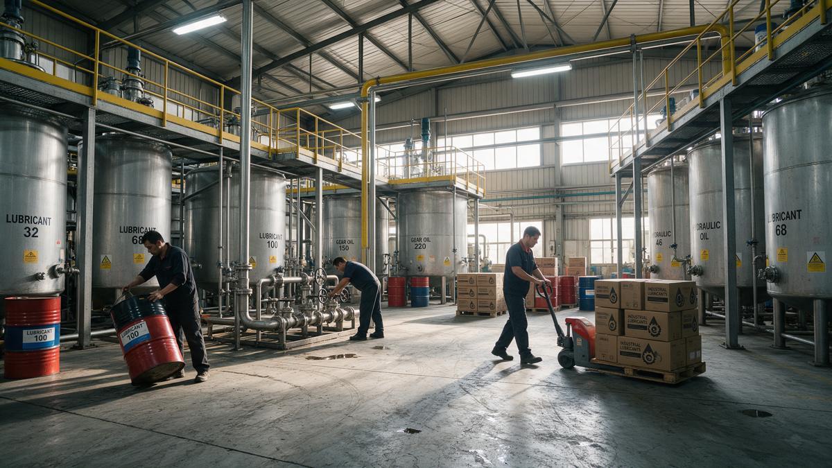 Khu bồn pha trộn và đóng gói dầu nhớt trong nhà máy (ảnh minh họa)